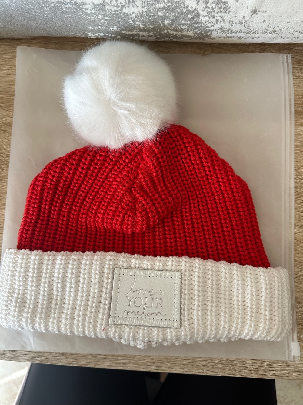 Love Your Melon Holiday Santa beanie, Red with White Cuff & Pom